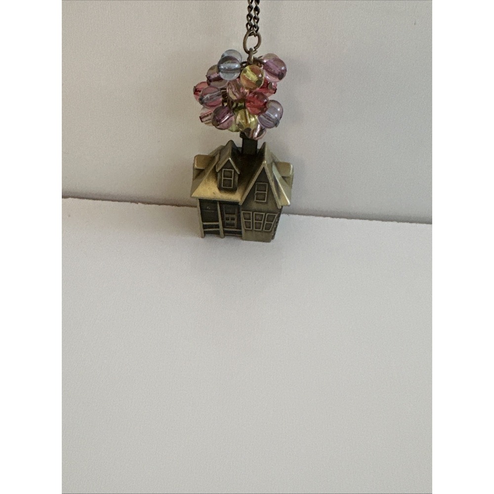 Disney Pixar UP Carl's Balloon House Pendant Necklace Brass Glass Women's Chain - Picture 5 of 5